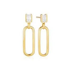 Roccanova Lungo Gold Plated Stud Earrings SJ-E42256-CZ-YG
