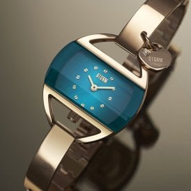 Ladies Temptress Charm Gold Teal Watch 47013GD/T
