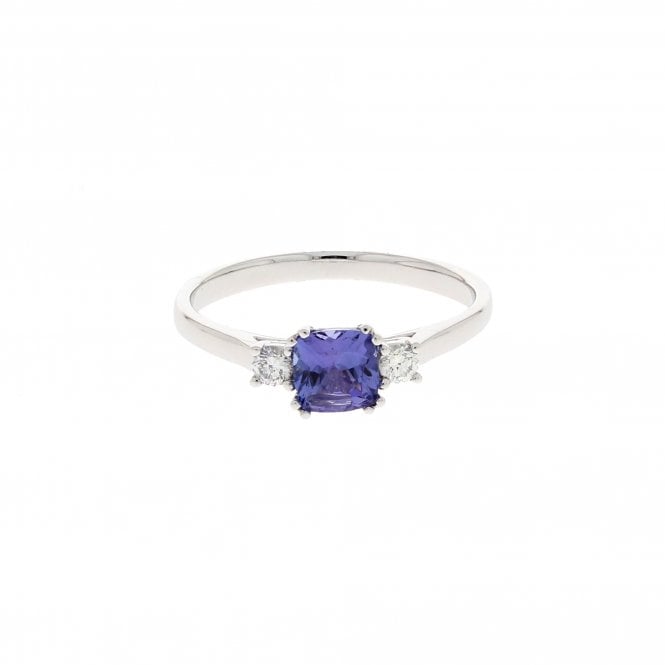 Tanzanite 0.12 Carat G - H Colour SI1 Clarity 9ct White Gold Diamond Ring