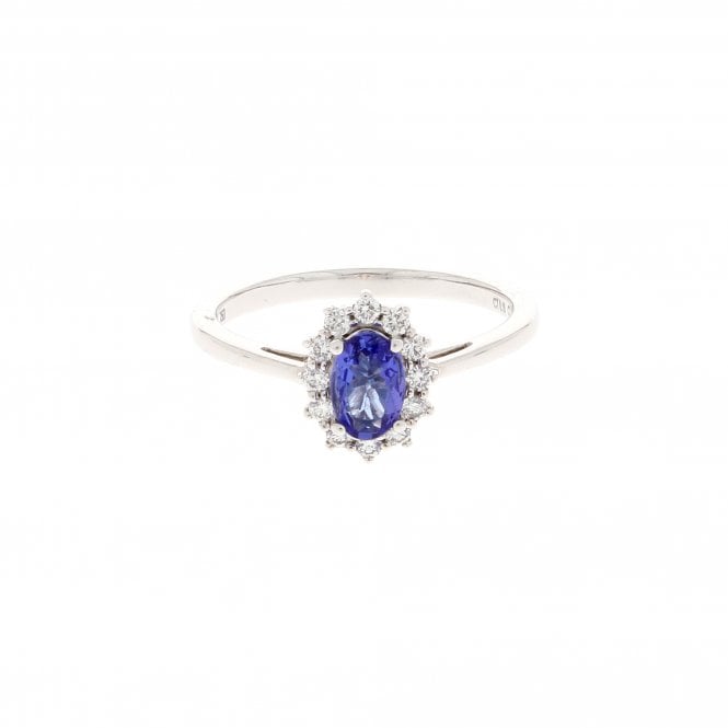 Tanzanite 0.60 Carat with 0.18ct Brilliant Cut Diamonds 18ct White Gold Ring
