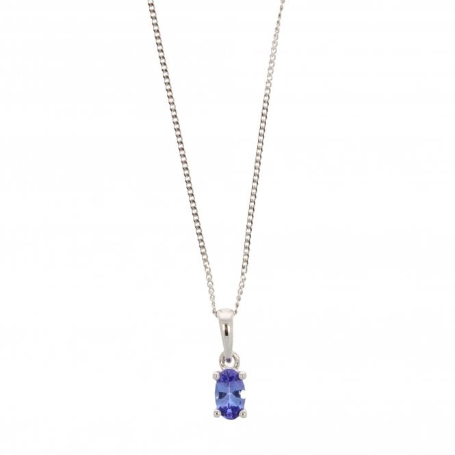 Tanzanite 9ct White Gold Pendant Necklace 