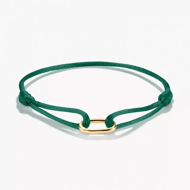 Thomas Sabo 18k Gold Plated Textile Bracelet Green Connect C1210-413-34-L24V YGP