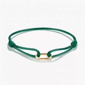 18k Gold Plated Textile Bracelet Green Connect C1210-413-34-L24V YGP