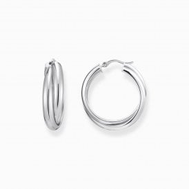 Big Silver Hoop Intertwined Design Earrings CR738-001-21