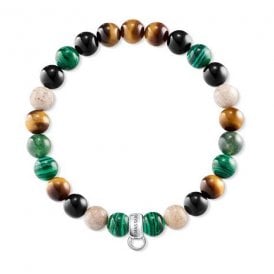 Charm Bracelet Brown Green White 15.5cm X0217-947-7