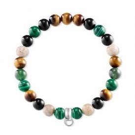 Charm Bracelet Brown Green White 17.5cm X0217-947-7
