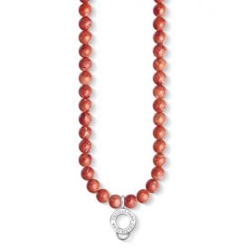 Coral Bead Charm Club Necklace X0236-015-10-L60 