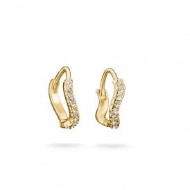 Curved Hoop Earrings with White Zirconia CR775-M01-14