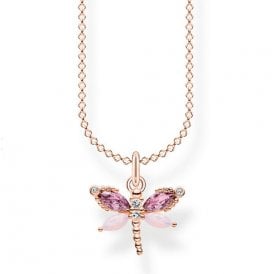 Dragonfly Pink Pendant Necklace KE2096