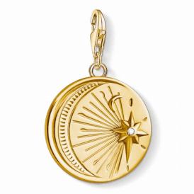 Gold Coloured Vintage Moon and Star Charm 