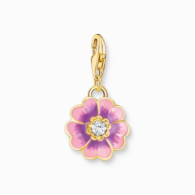 Thomas Sabo Gold Plated Violet Flower Charm Pendant 2208-565-7
