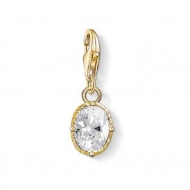 Gold Plated White Stone Charm