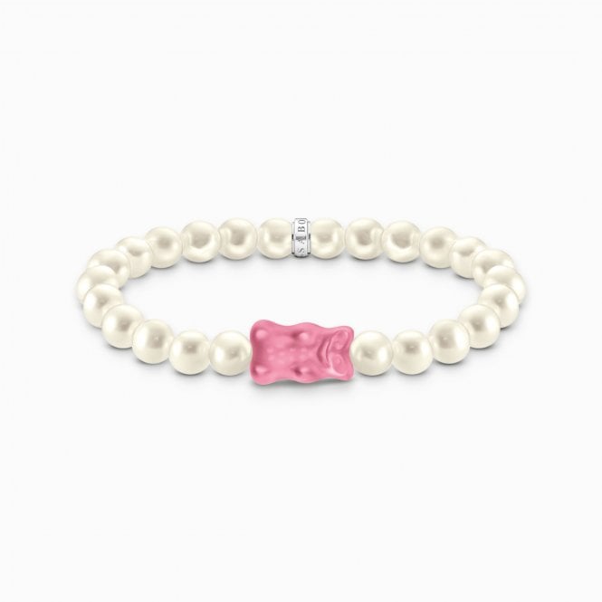 Thomas Sabo Haribo Pink Goldbear Silver Pearl Bracelet 17cm A2154-L17