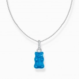 Haribo Silver Necklace Blue Goldbears Pendant with Zirconia KE2209-052-1-L45