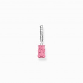 Haribo Single Hoop Earring Pink Goldbear Pendant & Zirconia CR726-052-9