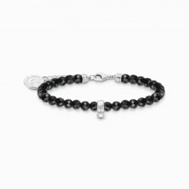 Member Charm Bracelet Black Oynx Bead 19CM A2141-130-11-L19