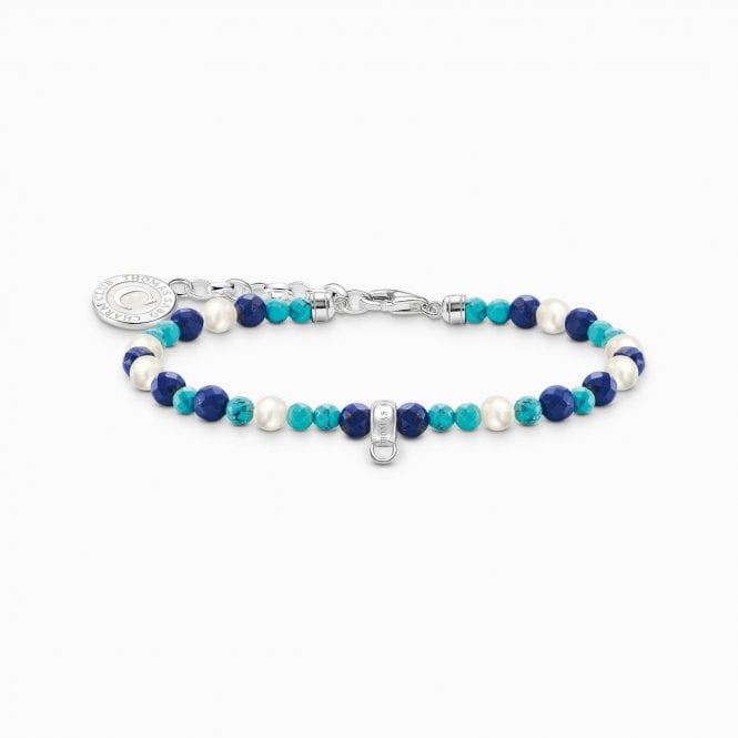 Thomas Sabo Member Charm Bracelet Pearl & Blue Beads 19CM A2141-L19