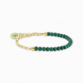 MEMBER CHARM BRACELET YGP GREEN BEADS A2130-140-6-L17