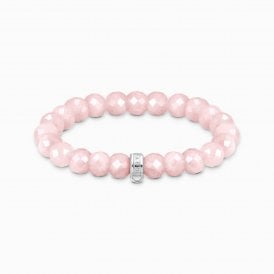 Oval Rose Quartz Bead Charm Bracelet X0292-034-9-L19