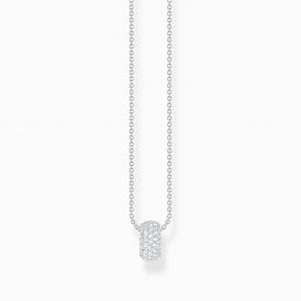 Pavé Silver Necklace with Ring Pendant & White Zirconia KE2278-051-14-L45