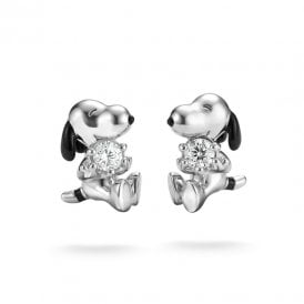 Peanuts™ Snoopy White Zirconia Stud Earrings H2348-691-14