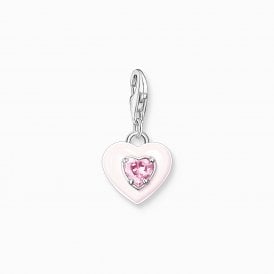 PINK CRYSTAL SET HEART CHARM (1915-041-9)