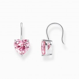Pink CZ Hearts Hook Earrings H2288-051-9