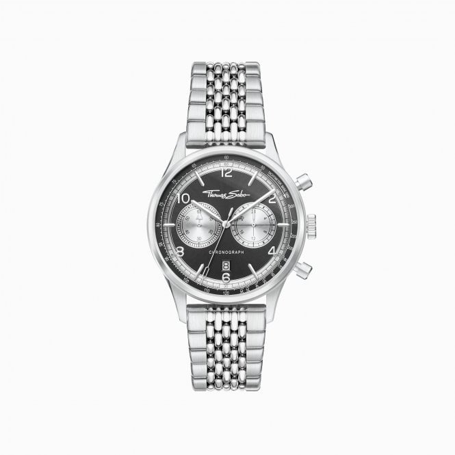Thomas Sabo REBEL CHRONO STEEL BLACK DIAL (WA0375-201-203-40MM)
