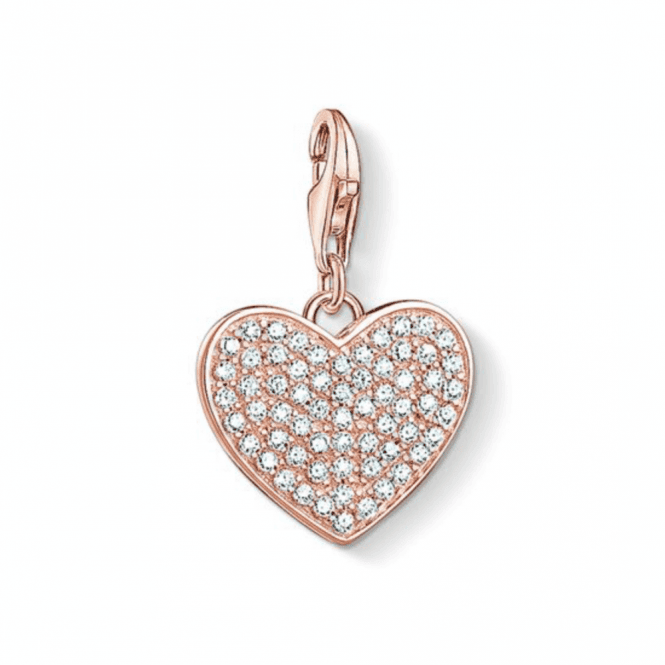 Thomas Sabo Rose Gold Coloured Heart Pave Charm
