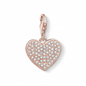 Rose Gold Coloured Heart Pave Charm
