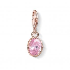 Rose Gold Plated Hot Pink Stone Charm