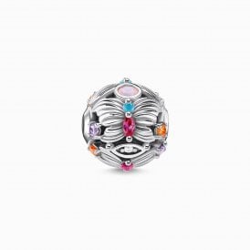Silver butterfly multi coloured karma bead K0341-342-7