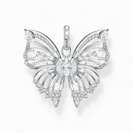 Silver Butterfly Pendant with Stones PE984-051-14