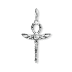 Silver Cross Of Life Ankh With Scarab Charm