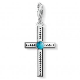 Silver Ethnic Cross Charm
