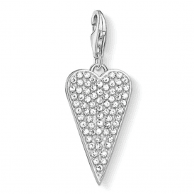 Silver Heart Pave Charm