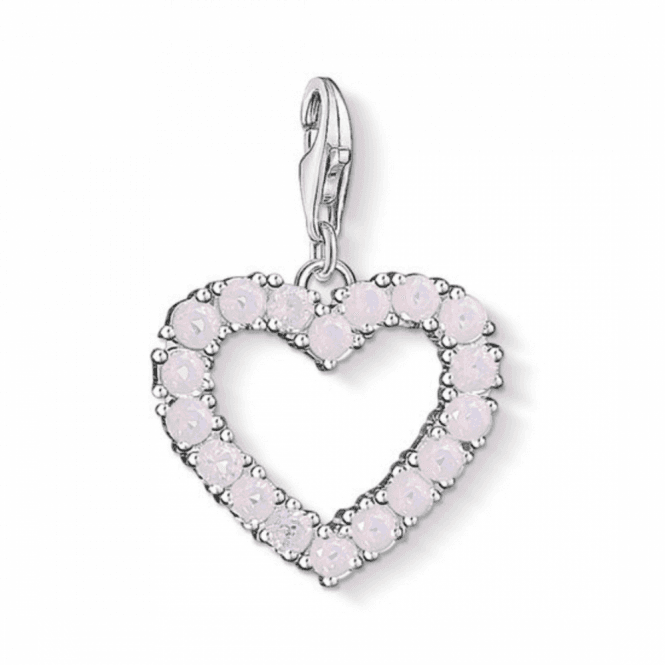 Thomas Sabo Silver Heart With Hot Pink Stones Charm