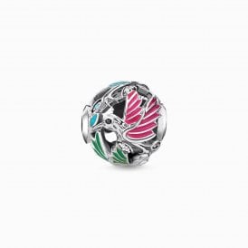 Silver Hummingbird multi coloured karma bead K0339-340-7