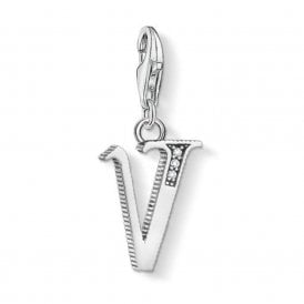 Silver Letter V Charm