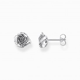 Silver Midnight Rose Ear Studs H2323-637-21