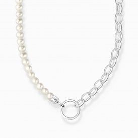 SILVER & PEARL CHARMCLUB NECKLACE KE2188-082-14-L45 