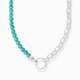 SILVER & TURQUOISE CHARMCLUB NECKLACE KE2188-404-17-L45