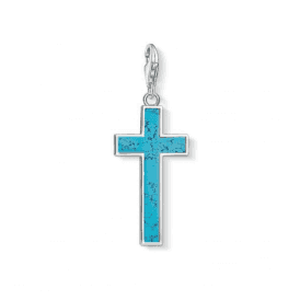Silver Turquoise Cross Charm