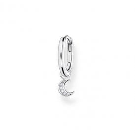 Single Hoop Moon Earring Silver CR708-051-14 