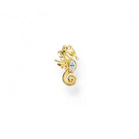 Single Seahorse Earring Stud Yellow Gold Plated H2236 