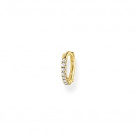 Single Yellow Gold Plated Hoop Zirconia CR658-414-14 