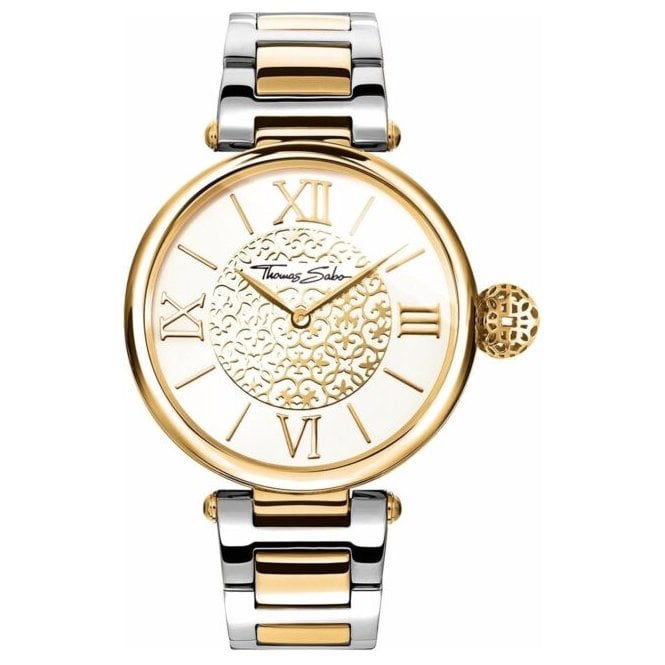 Thomas Sabo T/S KARMA YG/P WHITE BEAD WATCH WA0299-219-202-38MM