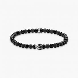 Talisman Skull with Obsidian Beads Bracelet A2185-705-11-L17