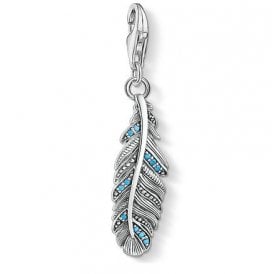 Turquiose Feather Silver Charm 1774-667-17