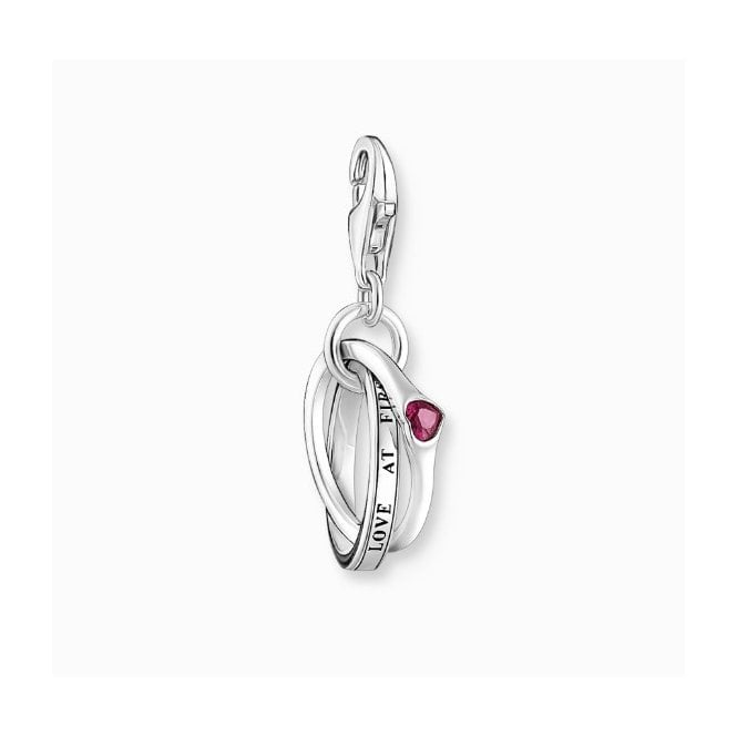 Thomas Sabo Two Linked Rings With A Red Heart 2070-639-10